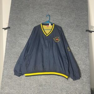 Vintage Rawlings Notre Dame Windbreaker Mens 2XL Navy Blue V Neck Pullover